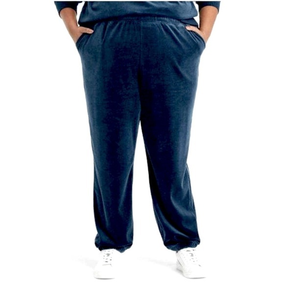 AVA & VIV navy blue velour joggers 3X, NWT - Picture 7 of 7